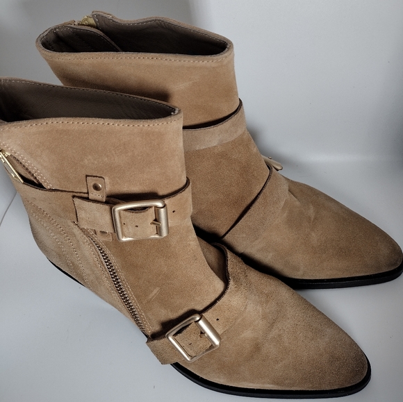 AllSaints Lior Suede Zip Bootie Desert Sand EU size 39 US Size 9 NWOB - Picture 12 of 15